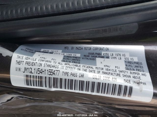 JM1GL1V54H1155477 Mazda Mazda6 Touring