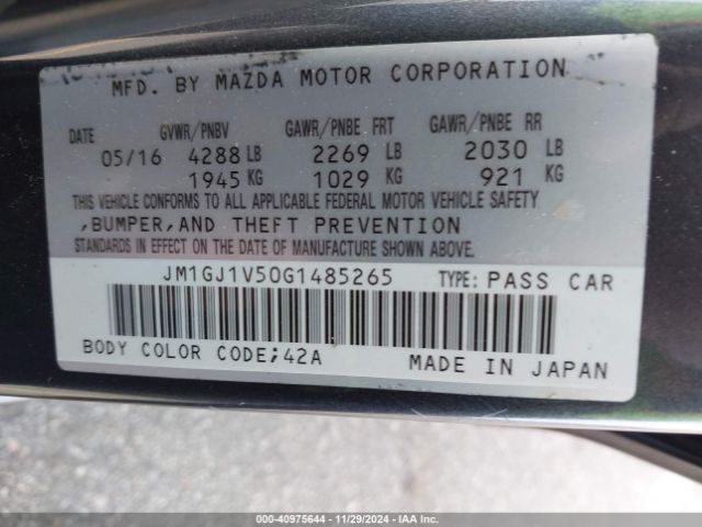 JM1GJ1V50G1485265 Mazda Mazda6 I Touring