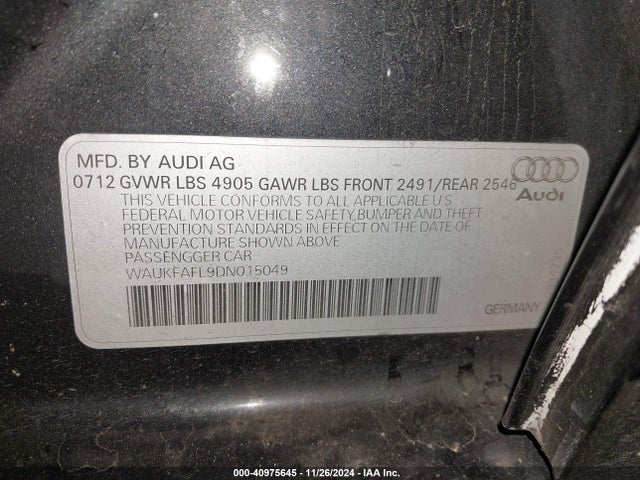 2013 AUDI A4 WAUKFAFL9DN015049 Photo 8