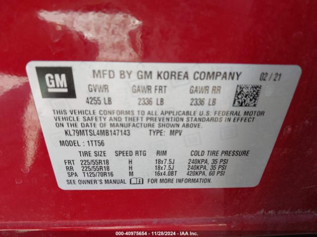 KL79MTSL4MB147143 Chevrolet Trailblazer Fwd Rs