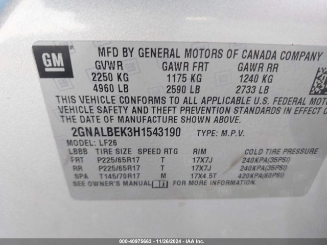 Chevrolet EQUINOX LS 2017 2GNALBEK3H1543190 Image 9