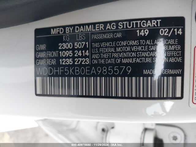 WDDHF5KB0EA985579 Mercedes-Benz E 350
