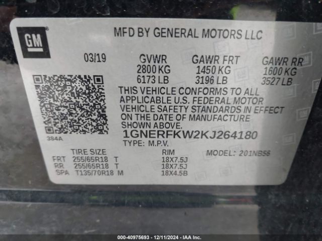 1GNERFKW2KJ264180 Chevrolet Traverse Ls