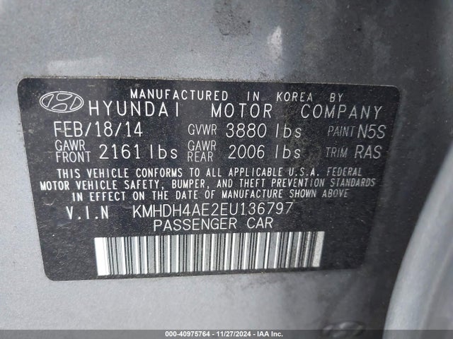 Hyundai ELANTRA SE 2014 KMHDH4AE2EU136797 Image 9