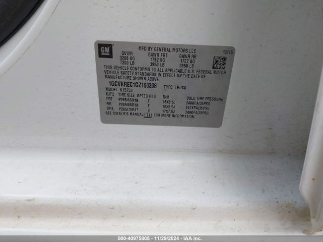1GCVKREC1GZ160398 Chevrolet Silverado 1500 1lt