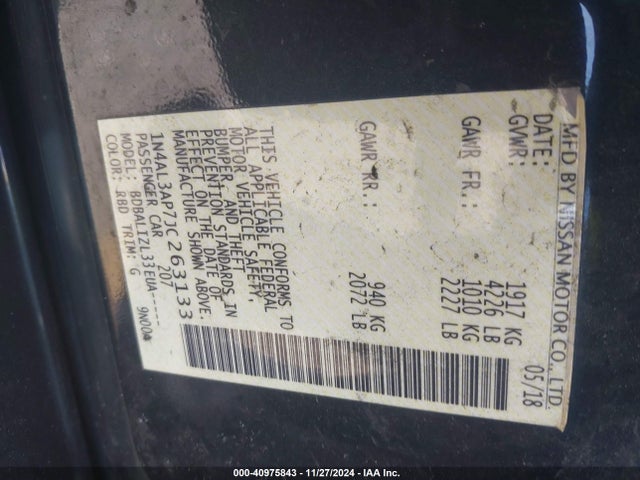 Nissan Altima 2.5 Sv 2018 1N4AL3AP7JC263133 Image 9