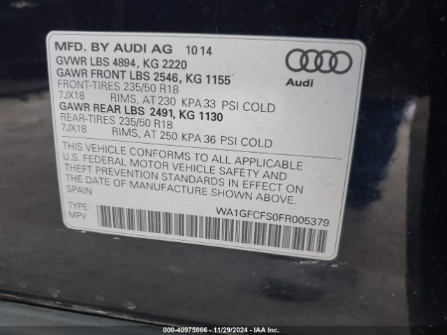 WA1GFCFS0FR005379 Audi Q3 2.0t Premium Plus