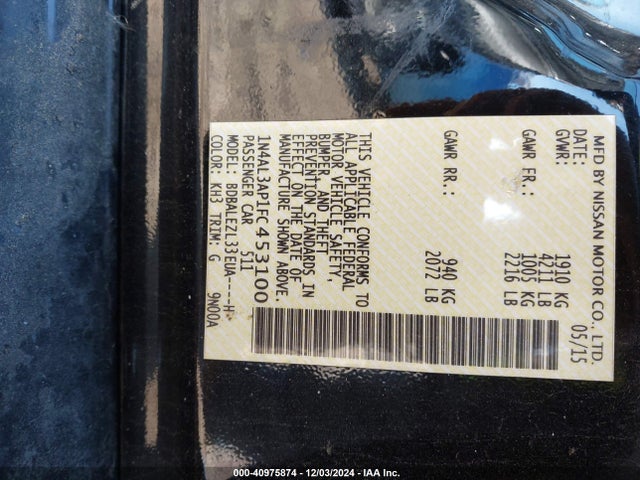 Nissan Altima 2.5 S 2015 1N4AL3AP1FC453100 Image 9