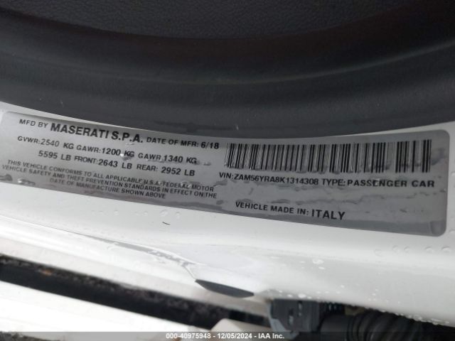 2019 MASERATI QUATTROPORTE ZAM56YRA8K1314308 Photo 8