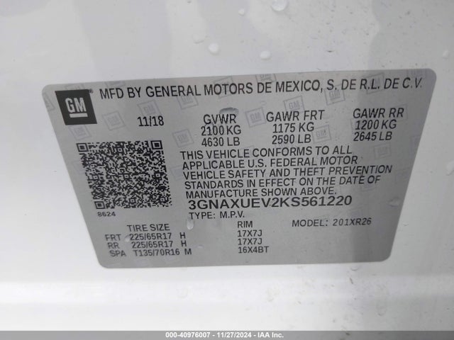 Chevrolet EQUINOX LT 2019 3GNAXUEV2KS561220 Image 9