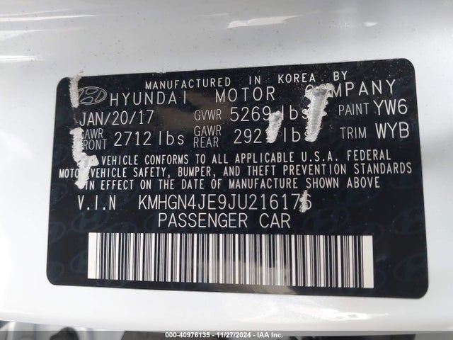 KMHGN4JE9JU216176 Genesis G80 3.8