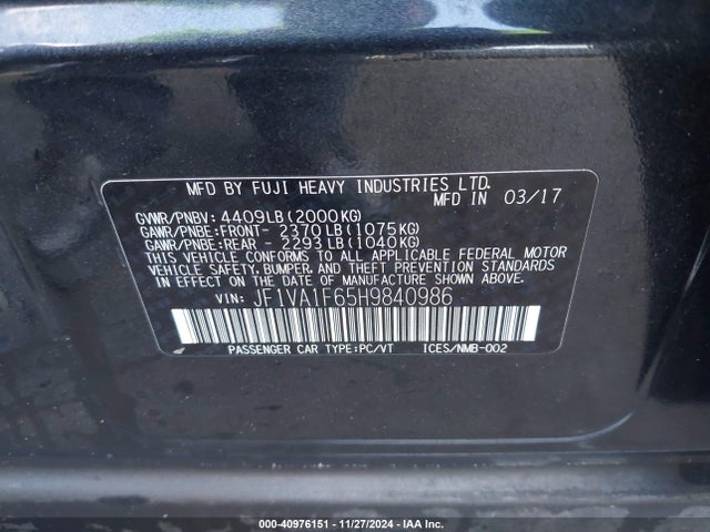 JF1VA1F65H9840986 Subaru Wrx Premium