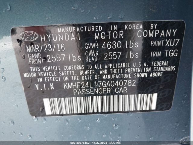 KMHE24L17GA040782 Hyundai Sonata Hybrid Se