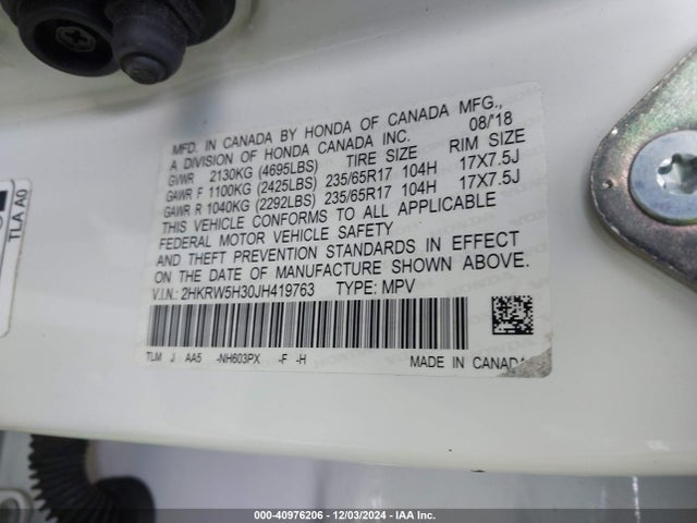 Honda CR-V LX 2018 2HKRW5H30JH419763 Image 9