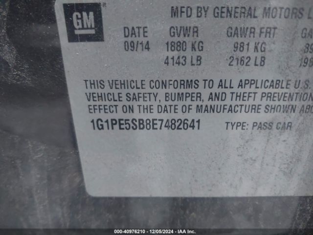 1G1PE5SB8E7482641 Chevrolet Cruze 2lt Auto