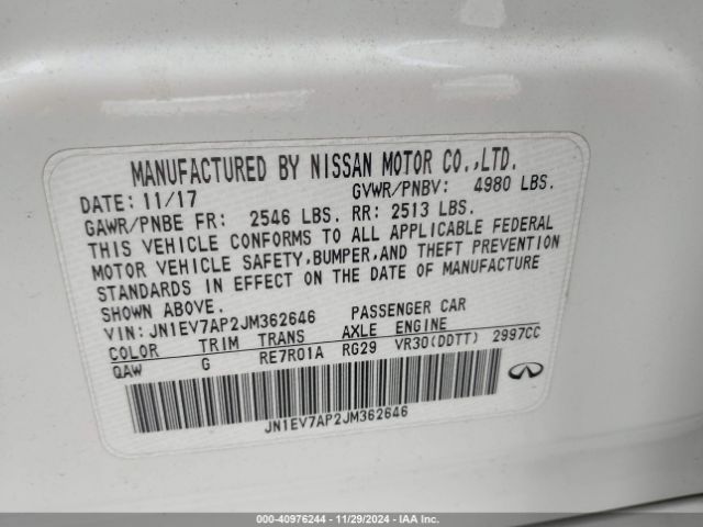 JN1EV7AP2JM362646 Infiniti Q50 3.0t Luxe
