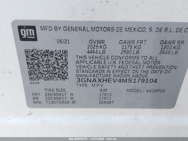 3GNAXHEV4MS179104 Chevrolet Equinox Fwd Ls