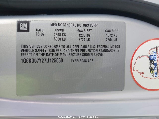 2007 CADILLAC DTS 1G6KD57Y27U125030 Photo 8