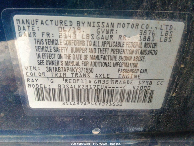 Nissan SENTRA SR 2019 3N1AB7AP4KY371550 Image 9