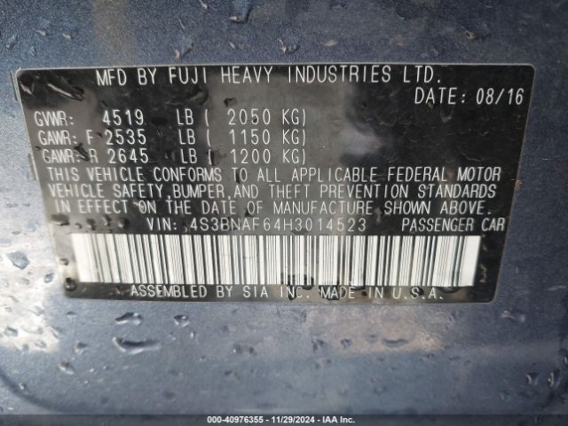 4S3BNAF64H3014523 Subaru Legacy 2.5i Premium