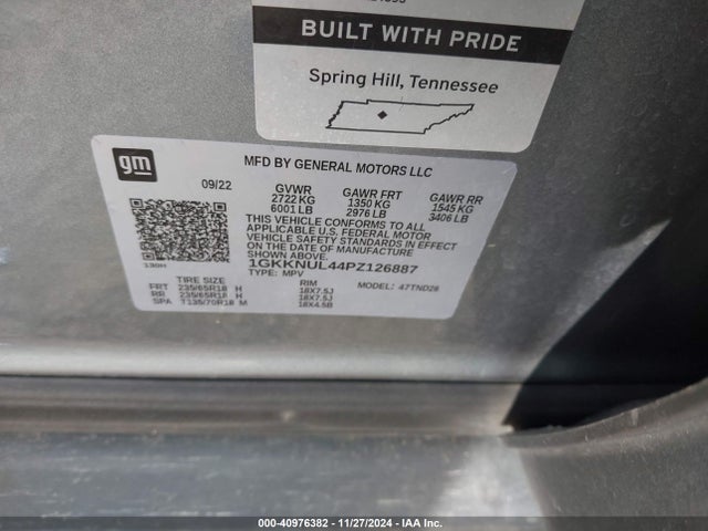 1GKKNUL44PZ126887 GMC Acadia Awd Slt