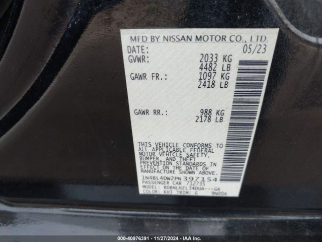 1N4BL4DW2PN397154 Nissan Altima Sv Intelligent Awd