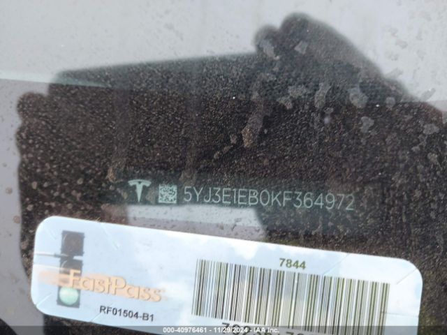 2019 TESLA MODEL 3 5YJ3E1EB0KF364972 Photo 8
