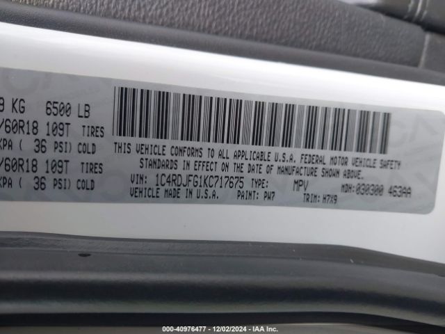 1C4RDJFG1KC717675 Dodge Durango Pursuit Awd