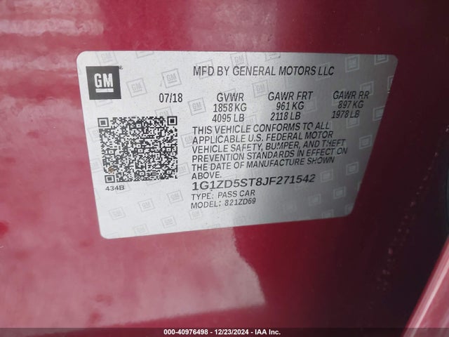 1G1ZD5ST8JF271542 Chevrolet MALIBU LT