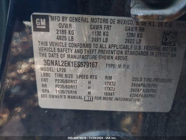 3GNAL2EK1ES579167 Chevrolet Captiva Sport 2ls