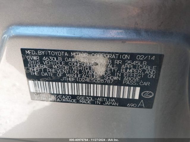 JTHBF1D24E5028787 Lexus IS 250
