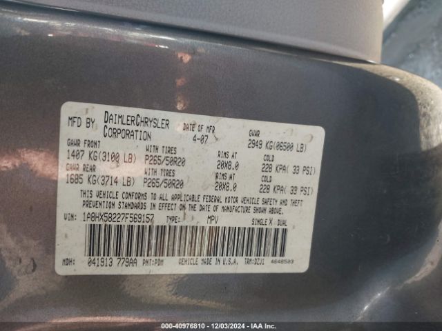 2007 CHRYSLER ASPEN 1A8HX58227F569157 Photo 8