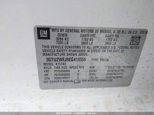 3GTU2WEJ8EG418356 GMC Sierra 1500 Denali