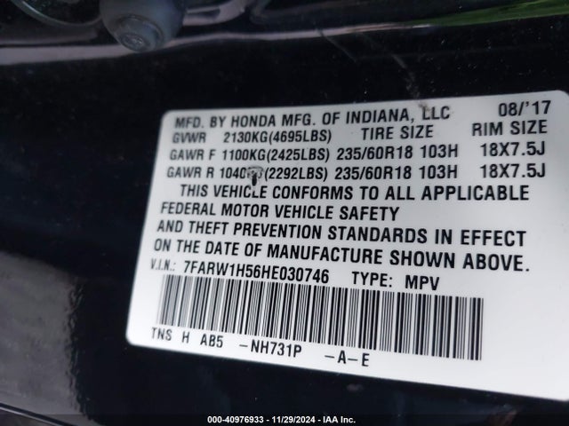 Honda CR-V EX 2017 7FARW1H56HE030746 Image 9