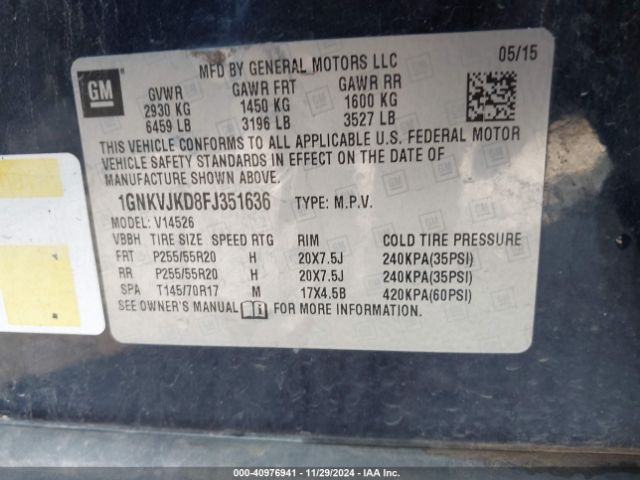 1GNKVJKD8FJ351636 Chevrolet Traverse Ltz