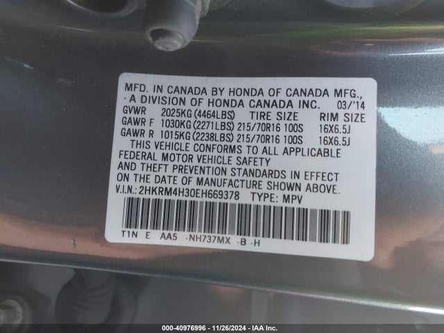 Honda CR-V LX 2014 2HKRM4H30EH669378 Image 9