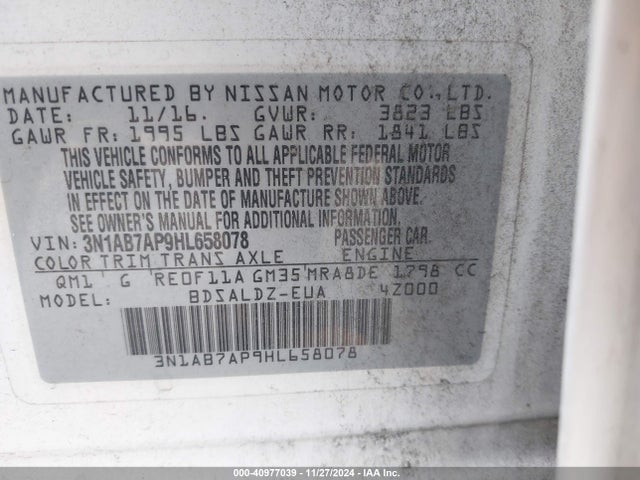 Nissan SENTRA SV 2017 3N1AB7AP9HL658078 Image 9