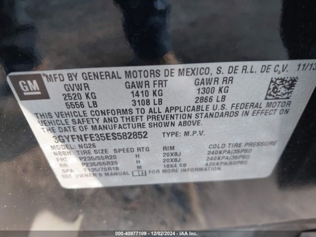 3GYFNFE35ES582852 Cadillac Srx Performance Collection