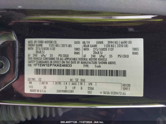Ford F-150 Xl 2019 1FTEW1EP7KKE46833 Image 9