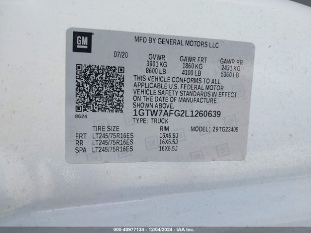 1GTW7AFG2L1260639 GMC Savana Cargo Rwd 2500 Regular Wheelbase Work Van