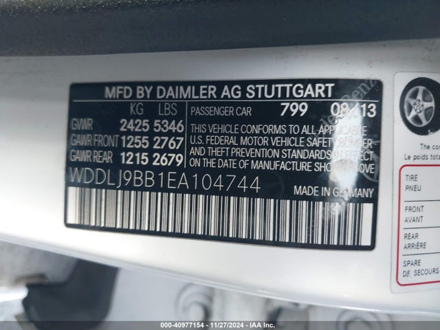 WDDLJ9BB1EA104744 Mercedes-Benz Cls 550 4matic