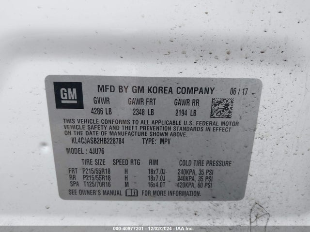 KL4CJASB2HB228784 Buick Encore Preferred