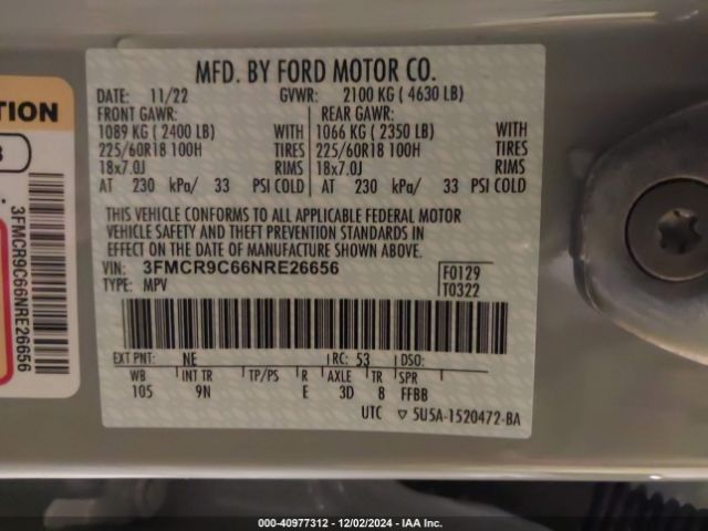 3FMCR9C66NRE26656 Ford Bronco Sport Outer Banks