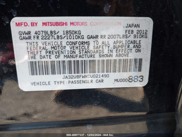 2012 MITSUBISHI LANCER JA32U8FWXCU021490 Photo 8
