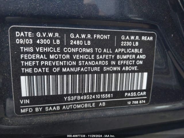 2004 SAAB 9-3 YS3FB49S241015561 Photo 8