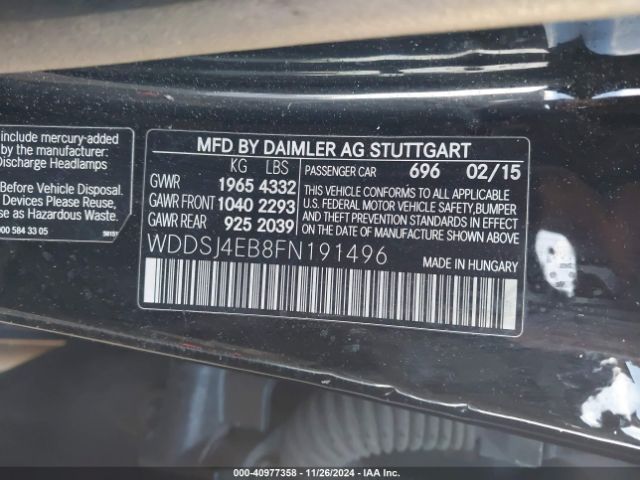 WDDSJ4EB8FN191496 Mercedes-Benz CLA 250