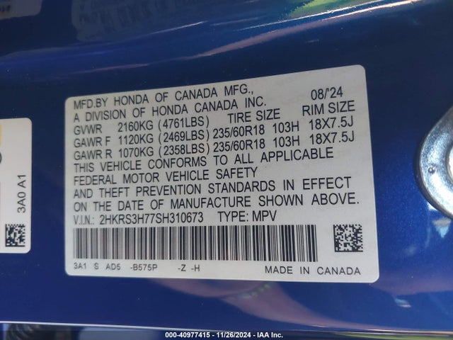 Honda Cr-v Ex-l 2wd 2025 2HKRS3H77SH310673 Image 9