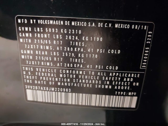 3VV2B7AX8JM220963 Volkswagen Tiguan 2.0t Se/2.0t Sel