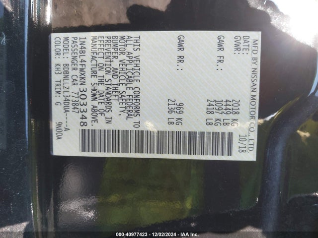 Nissan Altima 2.5 Platinum 2019 1N4BL4FWXKN303348 Image 9