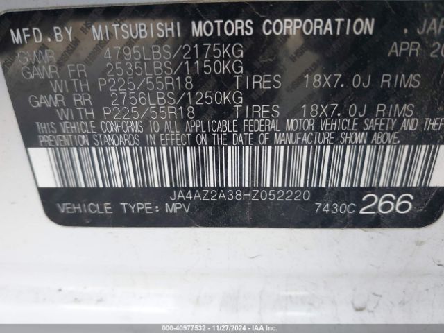 2017 MITSUBISHI OUTLANDER JA4AZ2A38HZ052220 Photo 8